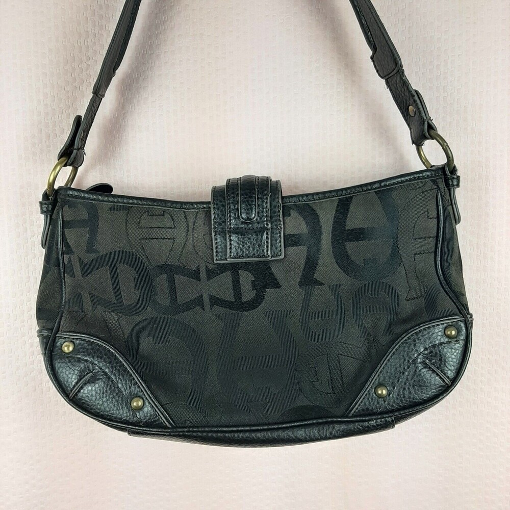Vintage Etienne Aigner Handbag Black with Logo Leather Fabric Zipper - Picture 9 of 11